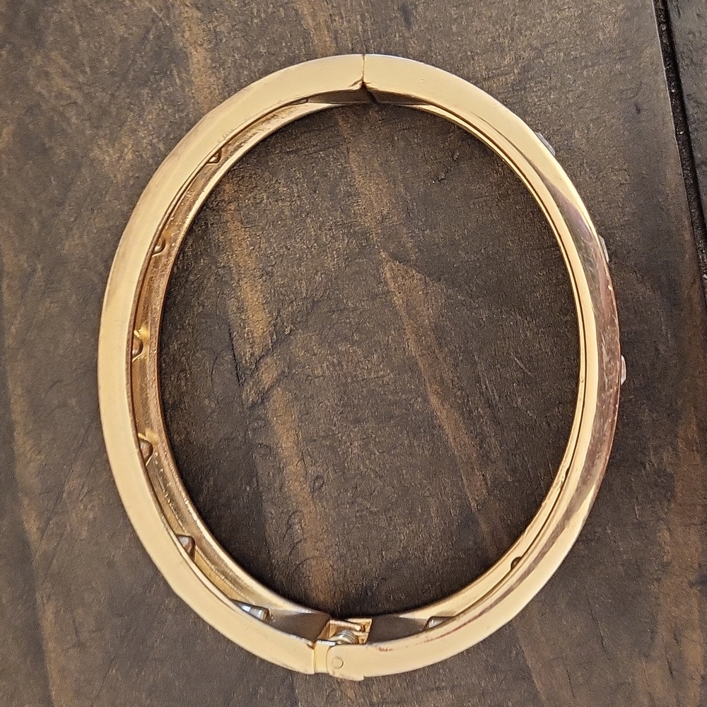 Oval Rhinestone Hinge Bangle Bracelet - Picture 8 of 8